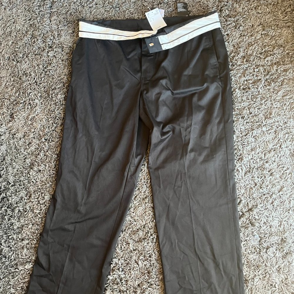 H&M foldover white waistband, black straight leg dress pant, Size 12